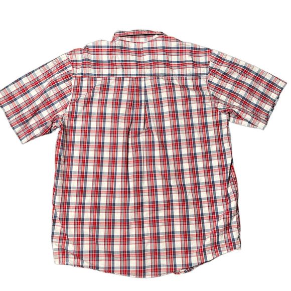 Wrangler Rugged Wear Mens Red Plaid Short Sleeve Casual Button Down Size XLT - Picture 2 of 6